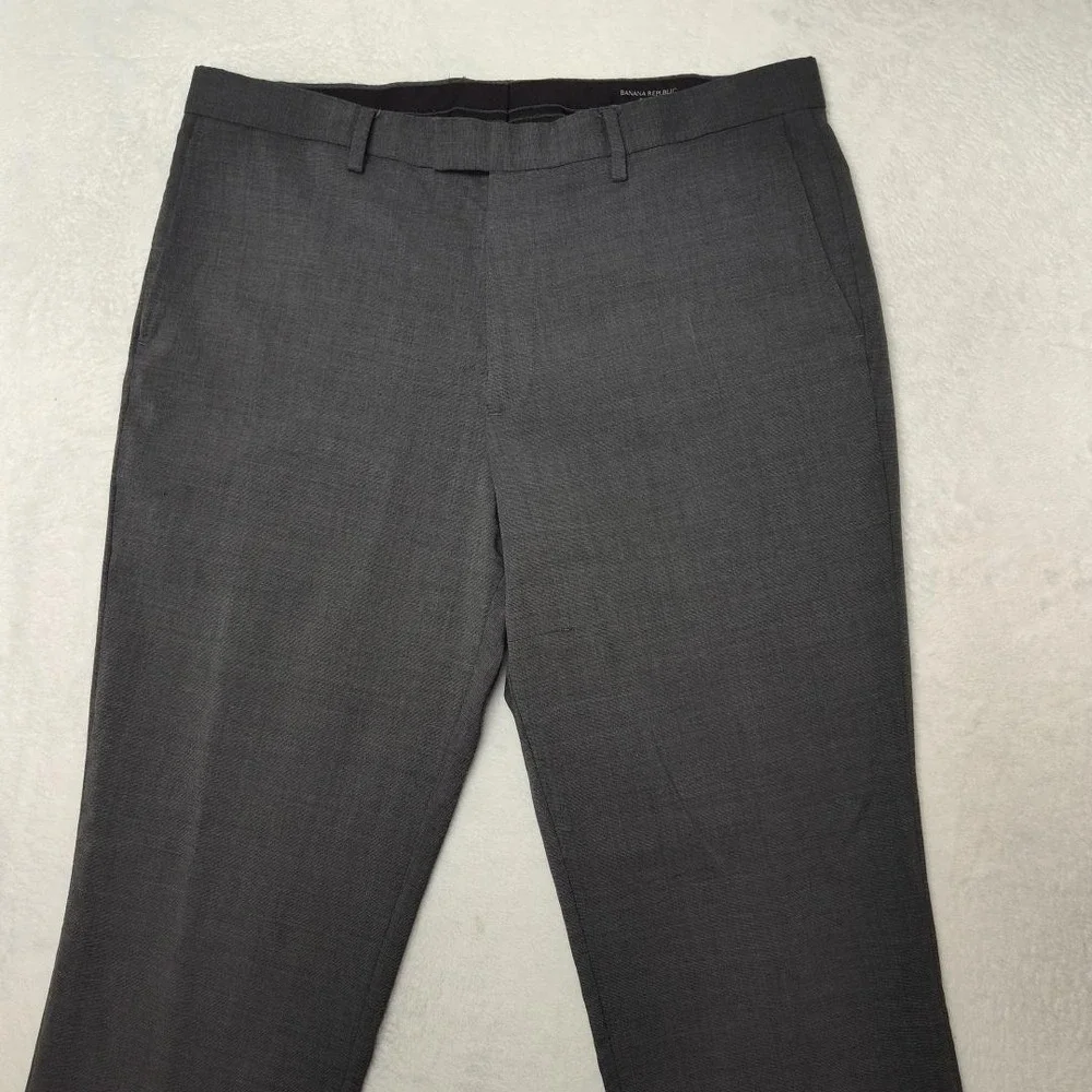 Banana‎ Republic Pants Mens 36x34 Gray Slim Wool Spandex Marzotto Dress Slacks